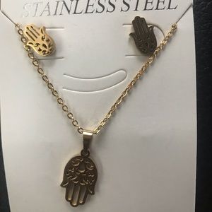 Fatima Hand Necklace and earrings Set